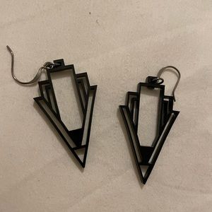 Laser Cut Art Deco Black Earrings